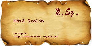 Máté Szolón névjegykártya